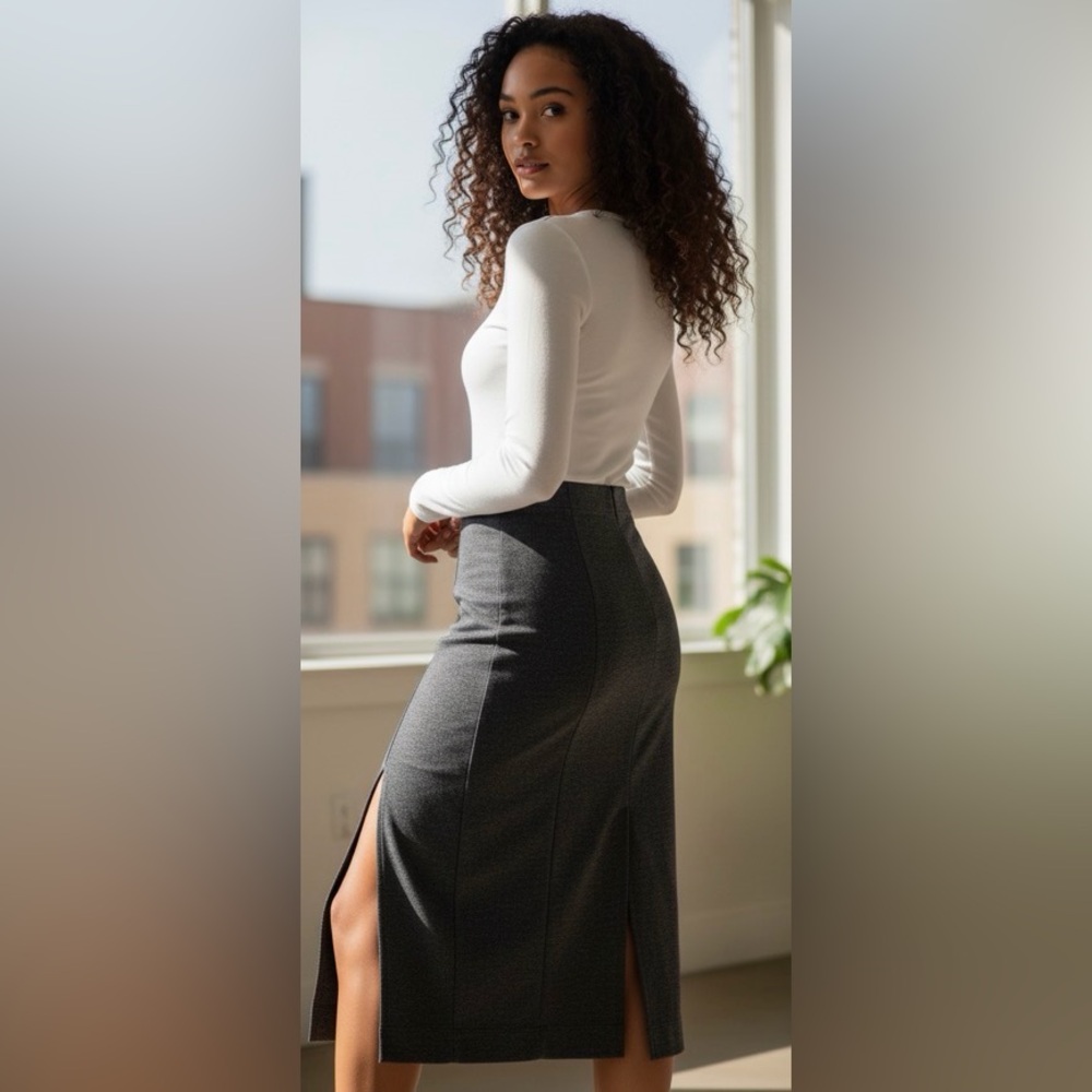 AG Adriano Goldschmidt size small Charcoal Black Knit Pencil Skirt - Picture 1 of 4